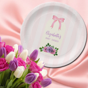 Assiettes En Carton Baby shower rose Rose