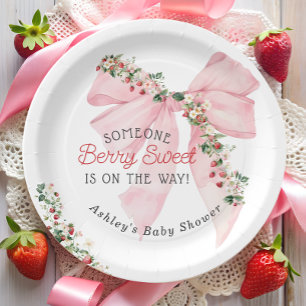 Assiettes En Carton Baby Shower Rose Sucrée Ruban Rose