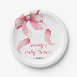 Assiettes En Carton Baby Shower Ruban Coquette Rose