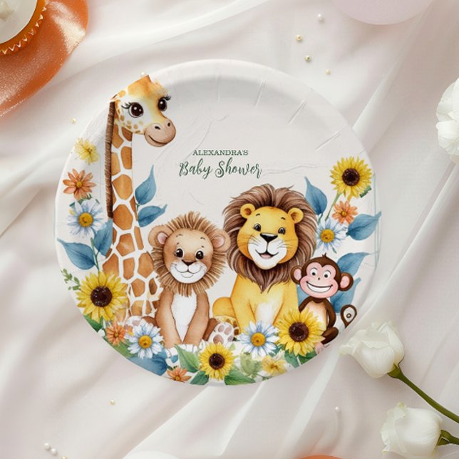 Assiettes En Carton Baby shower Rustic Jungle Safari Animaux (Créateur téléchargé)