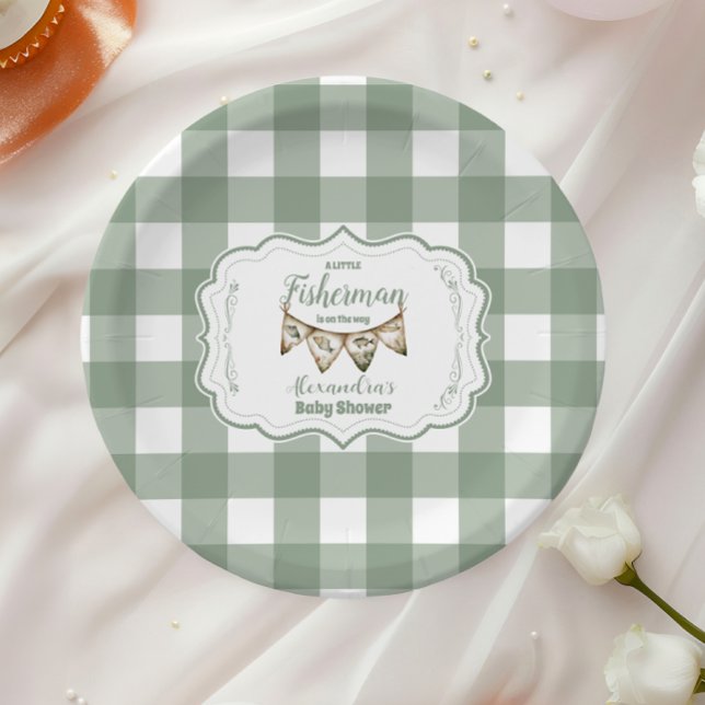 Assiettes En Carton Baby shower Rustique de pêche de petit pêcheur (Créateur téléchargé)