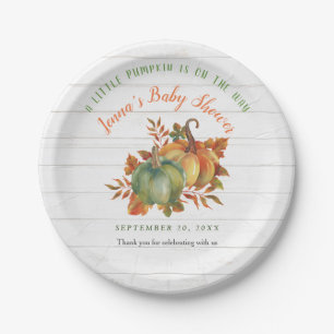 Assiettes En Carton Baby shower rustique en bois de citrouille
