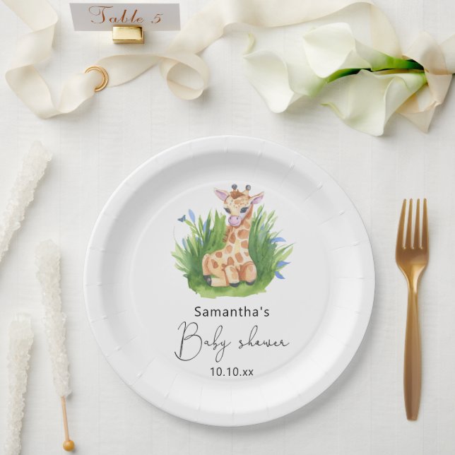 Assiettes En Carton Baby shower Safari Giraffe (Mariage)