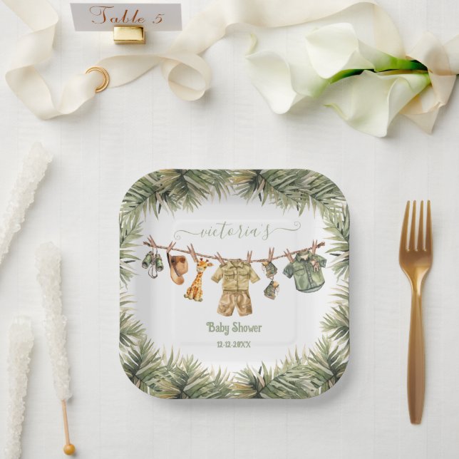 Assiettes En Carton Baby shower Safari Jungle (Mariage)