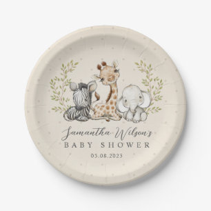 Assiettes En Carton Baby shower Safari sauvage neutre pour les hommes