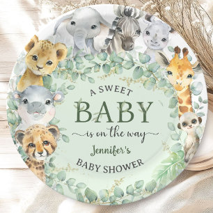 Assiettes En Carton Baby Shower Safari Tropical Jungle Animaux