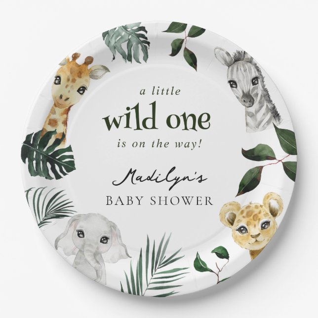 Assiettes En Carton Baby shower sauvage d'une jungle (Devant)