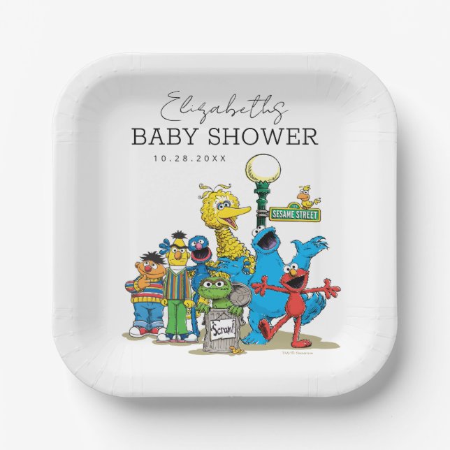 Assiettes En Carton Baby shower Sesame Street Pals (Recto)