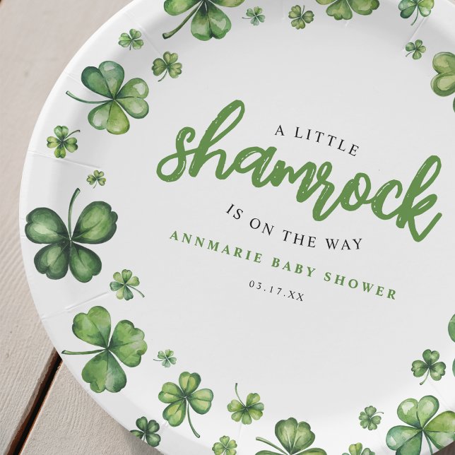 Assiettes En Carton Baby shower Shamrock aquarelle (Créateur téléchargé)