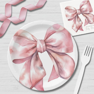 Assiettes En Carton Baby shower simple à boule rose
