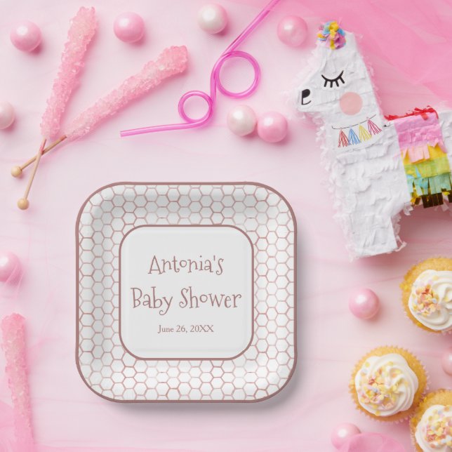 Assiettes En Carton Baby shower simple de ruche blanche
