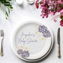 Baby shower snowman violet plaque de papier