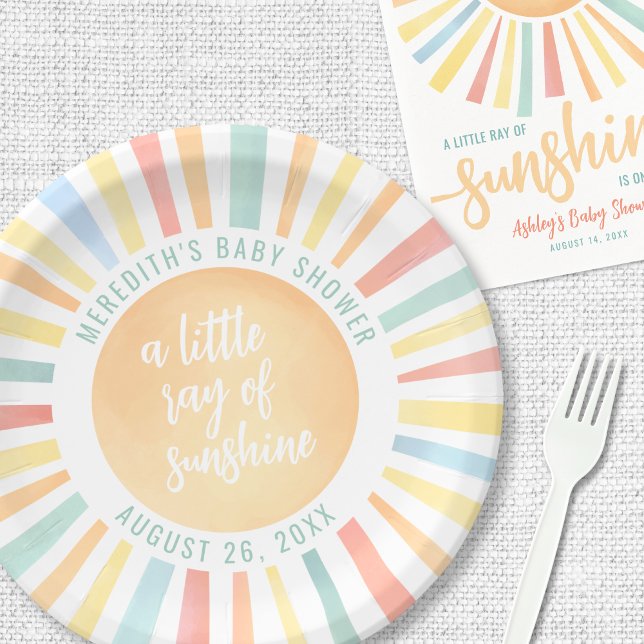 Assiettes En Carton Baby shower solaire (Sunshine Pink Sun Baby Shower Paper Plates)