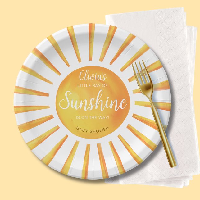 Assiettes En Carton Baby shower solaire (Little Ray of Sunshine Baby Shower paper party plates)