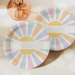 Assiettes En Carton Baby shower Soleil Ici Venez Les Rayons Soleil Ros