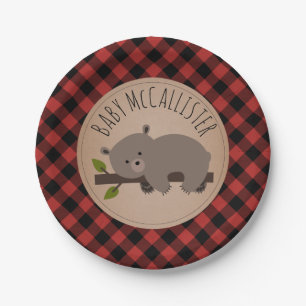 Assiettes En Carton Baby shower somnolent de plaid de bûcheron de CUB