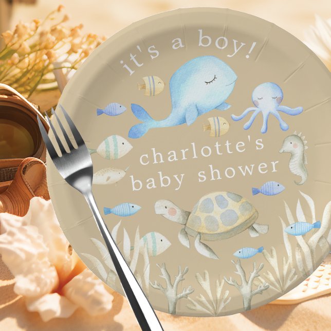 Assiettes En Carton Baby shower sous-marin Whimsy (Créateur téléchargé)