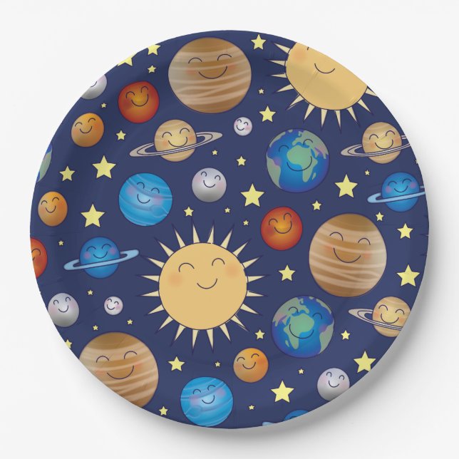 Assiettes En Carton Baby shower spatial Galaxy Étoiles Universelles (Devant)