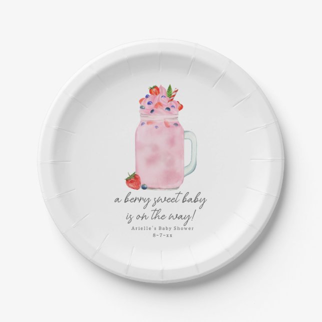 Assiettes En Carton Baby shower spécial Smoothie Berry (Devant)
