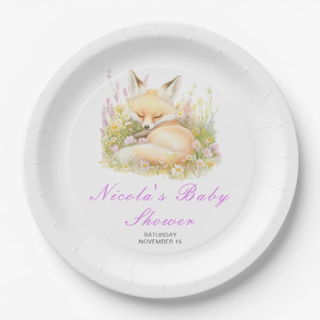 Assiettes En Carton Baby shower Spring Fox (Devant)