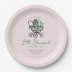 Assiettes En Carton Baby shower St patrick rose Lucky Little Shamrock