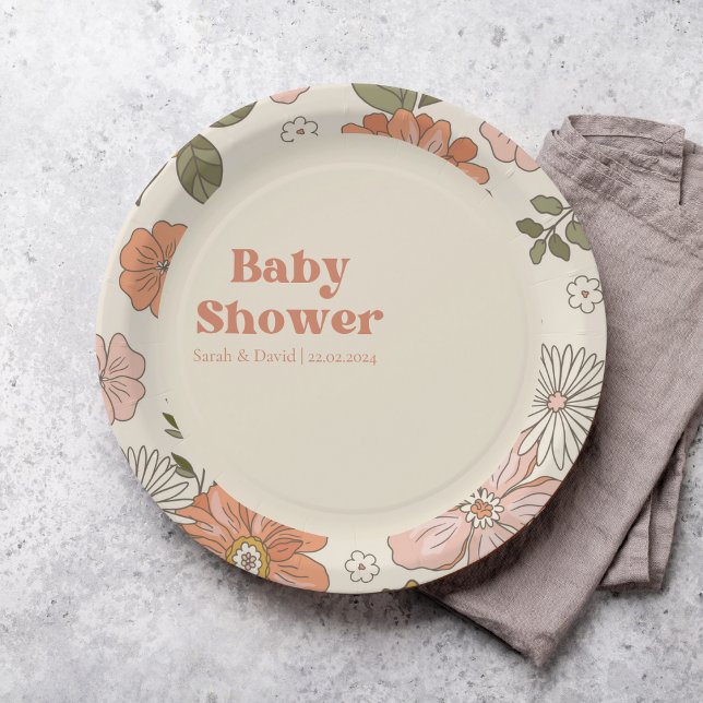 Assiettes En Carton Baby shower super | Boho | thème les années 70 (Créateur téléchargé)