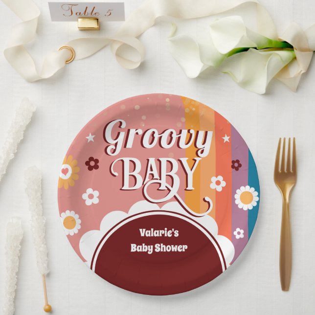 Assiettes En Carton Baby shower Super rétro (Mariage)