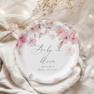 Assiettes En Carton Baby shower sur le thème des fleurs de cerisier Sa