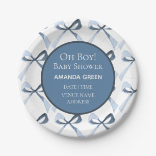 Assiettes En Carton Baby shower Sweet Blue Bows