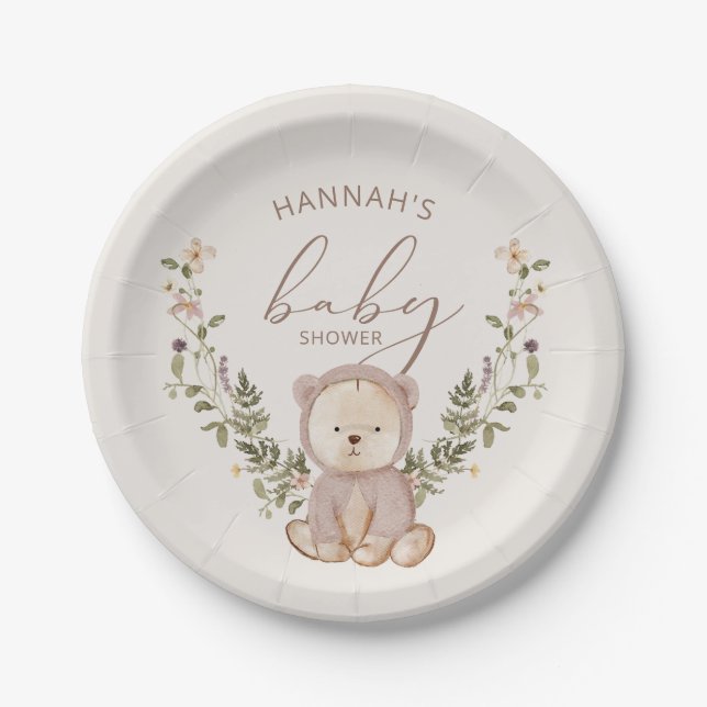Assiettes En Carton Baby shower Teddy Bear (Devant)