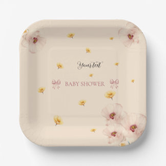 Assiettes En Carton Baby shower thème floral