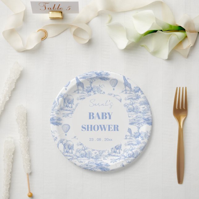 Assiettes En Carton Baby shower Toile de Jouy (Mariage)