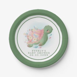 Assiettes En Carton Baby Shower Tortue de Mer Florale