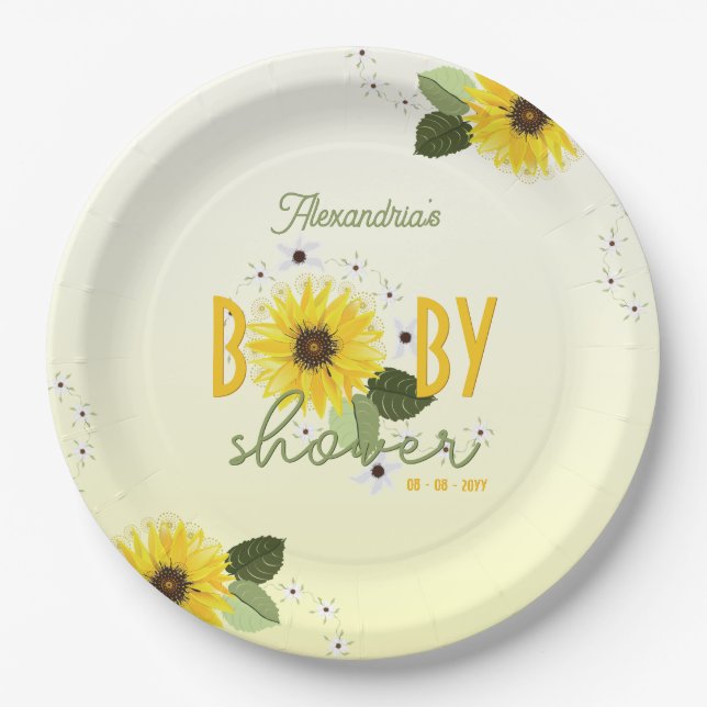 Assiettes En Carton Baby shower tournesol (Devant)