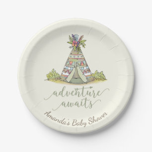 Assiettes En Carton Baby shower tribal 7" de Teepee plat