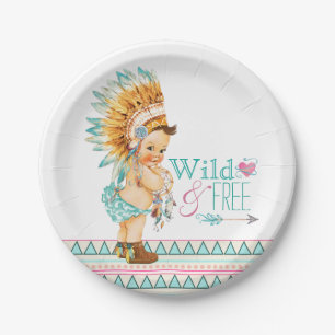 Assiettes En Carton Baby shower tribal de filles