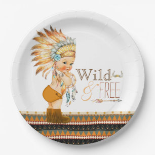Assiettes En Carton Baby shower tribal Wild and Free Boys