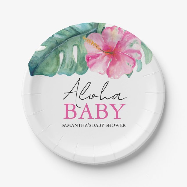 Assiettes En Carton Baby shower tropical jetable (Devant)
