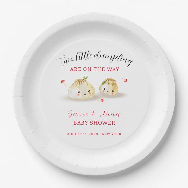 Assiettes En Carton Baby shower Twin Cute Dumpling Champignons (Devant)