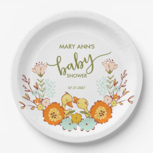 Assiettes En Carton Baby shower Twin Ducklings