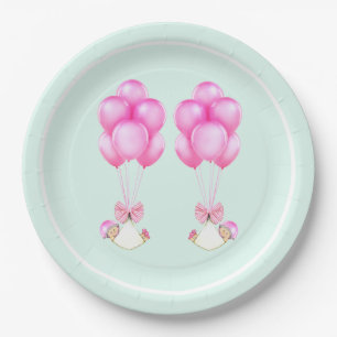 Assiettes En Carton Baby shower Twin Girls