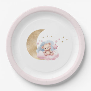 Assiettes En Carton Baby shower Twinkle Little Star Gold Moon