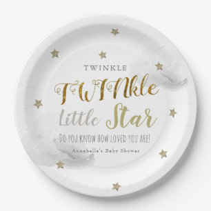 Assiettes En Carton Baby shower Twinkle Little Star Grey Twin