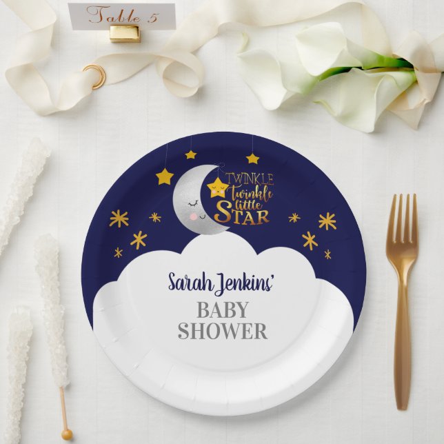 Assiettes En Carton Baby shower Twinkle Star (Mariage)