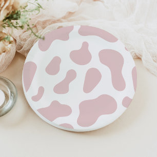 Assiettes En Carton Baby Shower Vache Rose Imprimée Petite Cowgirl