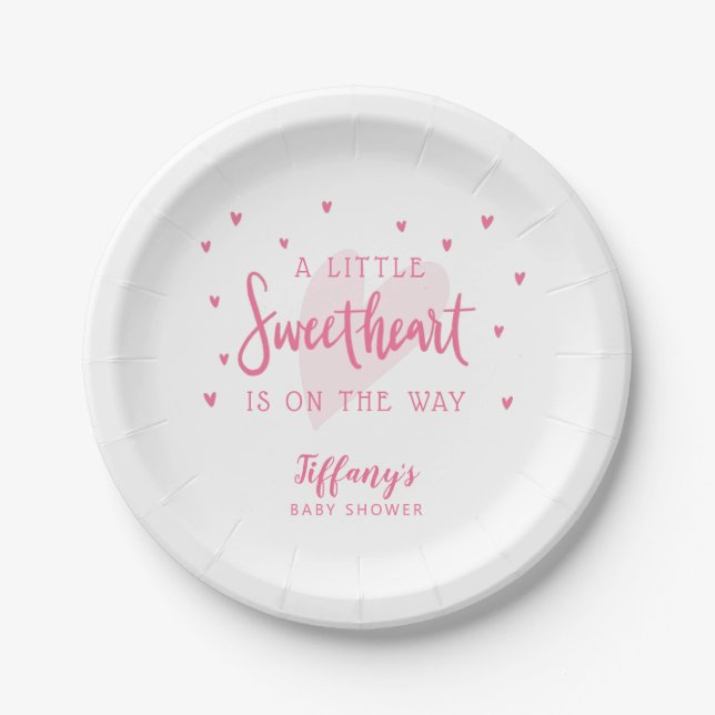 Assiettes En Carton Baby shower Valentine | Little Sweetheart (Devant)