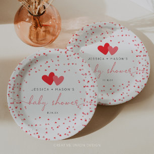 Assiettes En Carton Baby shower Valentine Little Sweetheart