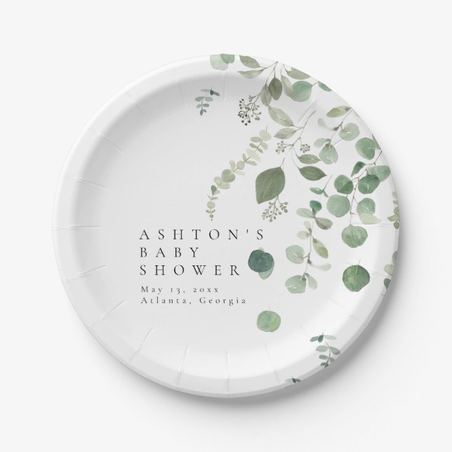 Assiettes En Carton Baby shower verdoyant (Devant)