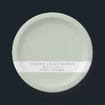 Assiettes En Carton Baby shower verdoyant<br><div class="desc">Il s'agit de plaques en papier baby shower vert sobre et élégantes, au design simple et à la police moderne. Modifiez tous les termes et toutes les couleurs* sur ce modèle de programme de mariage. * la couleur de l'aquarelle verte ne sont pas modifiables // Pour les articles correspondants, visitez...</div>