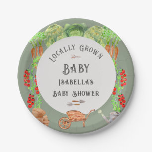 Assiettes En Carton Baby shower vert pour bébé cultivé localement